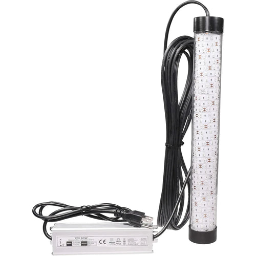 Underwater light with power supply on a white background