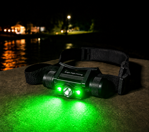 Rechargeable LED Fishing Headlamp Green White 1000LM
