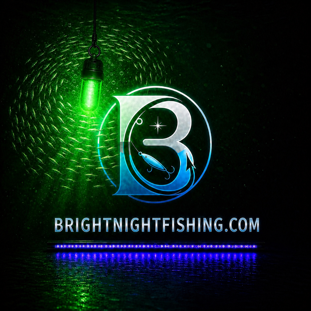 Bright Night Fishing logo for Bright Night Green Underwater LED Marine Light 15000 Lumen Dock